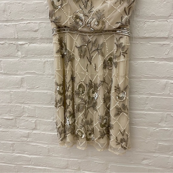 BHLDN || Mariposa Beaded Sequin Mesh Dress Bride Wedding Reception Ivory 6 - Picture 5 of 12